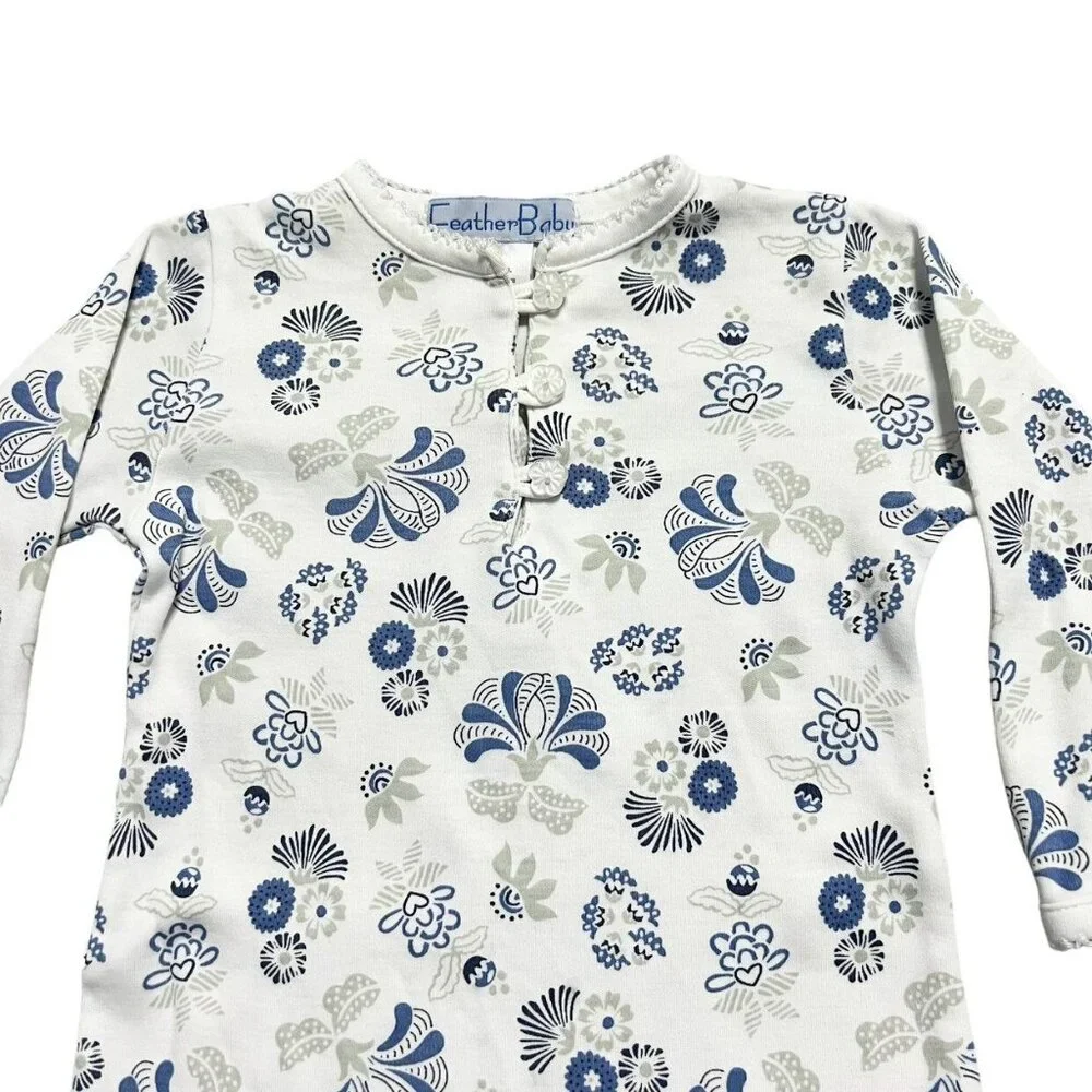 Feather Baby 3-6m Floral Pima Cotton Footie Sleeper